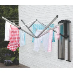 Pyykinkuivausteline Brabantia WallFix 24m, seinäkiinnityksellä + suojakaappi
