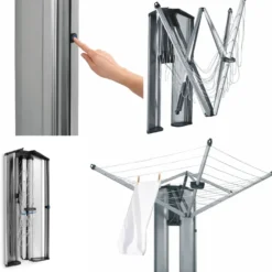 Pyykinkuivausteline Brabantia WallFix 24m, seinäkiinnityksellä + suojakaappi