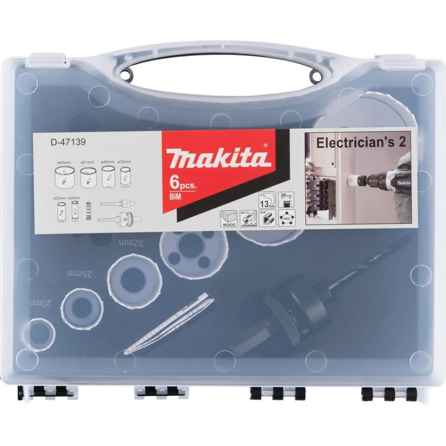 Reikäsahanteräsarja Makita D-47139, Bimetal, 6 terää