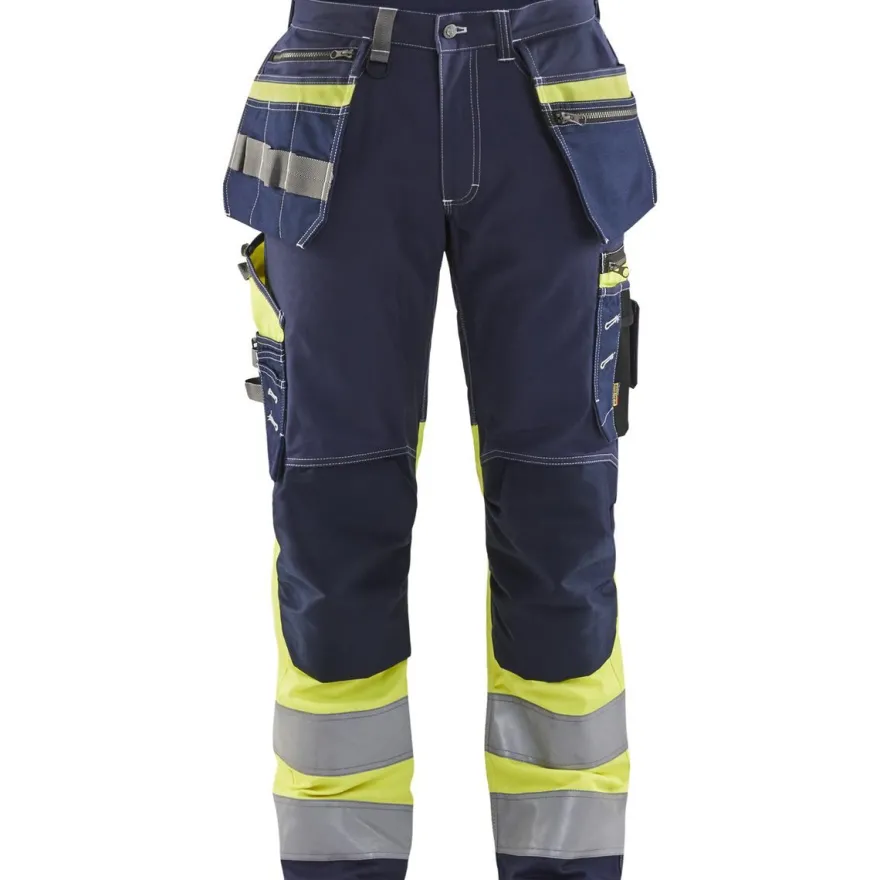 Riipputaskuhousut Blåkläder 1794 Highvis, mariininsininen/huomioväri