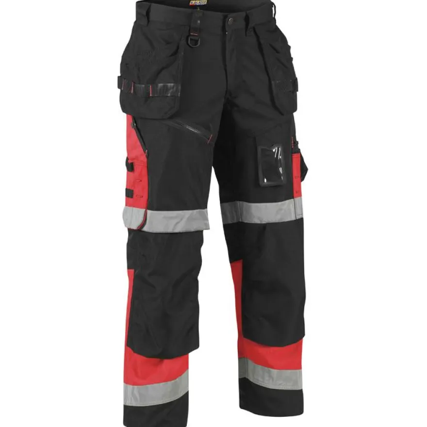 Riipputaskuhousut Blåkläder 1508 Highvis, musta/punainen