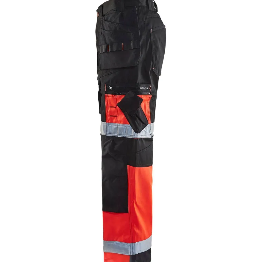 Riipputaskuhousut Blåkläder 1508 Highvis, musta/punainen