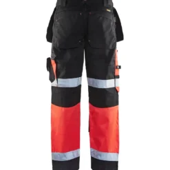 Riipputaskuhousut Blåkläder 1508 Highvis, musta/punainen