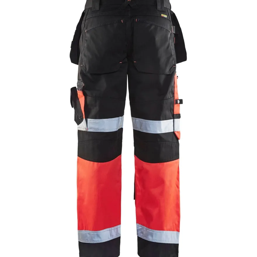 Riipputaskuhousut Blåkläder 1508 Highvis, musta/punainen