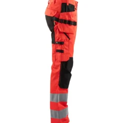 Riipputaskuhousut Blåkläder 1552 Highvis Stretch, huomiopunainen/musta