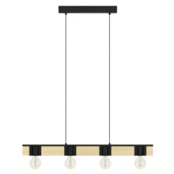 Riippuvalaisin Eglo Bailrigg, 3xE27, 40W, IP20, puu/musta