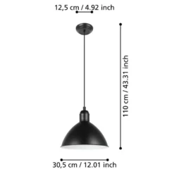 Riippuvalaisin Eglo Priddy, E27, 40W, IP20, musta