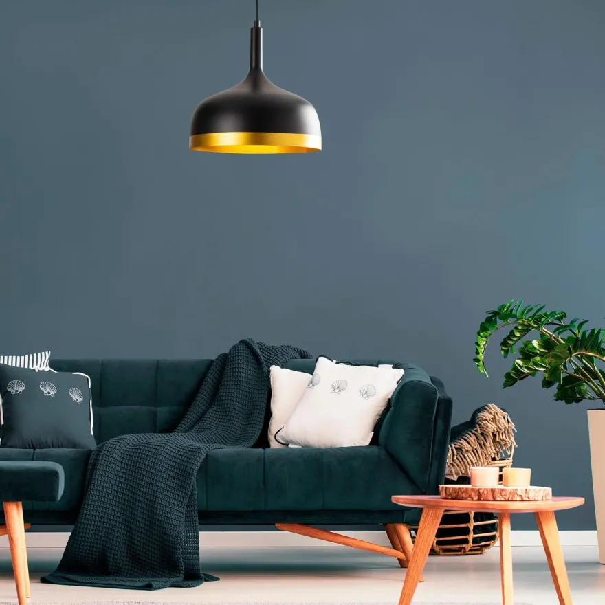 Riippuvalaisin Linento Lighting Sivani, E27, musta/kulta