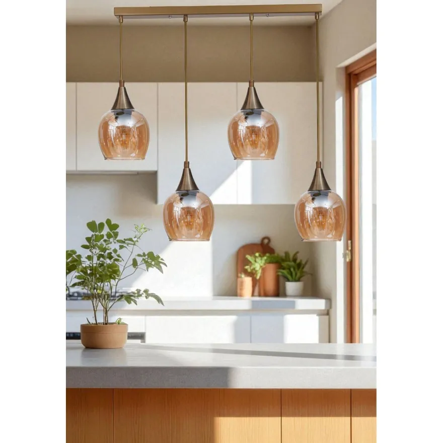Riippuvalaisin Linento Lighting Enzo 4-osainen, suora, 65cm