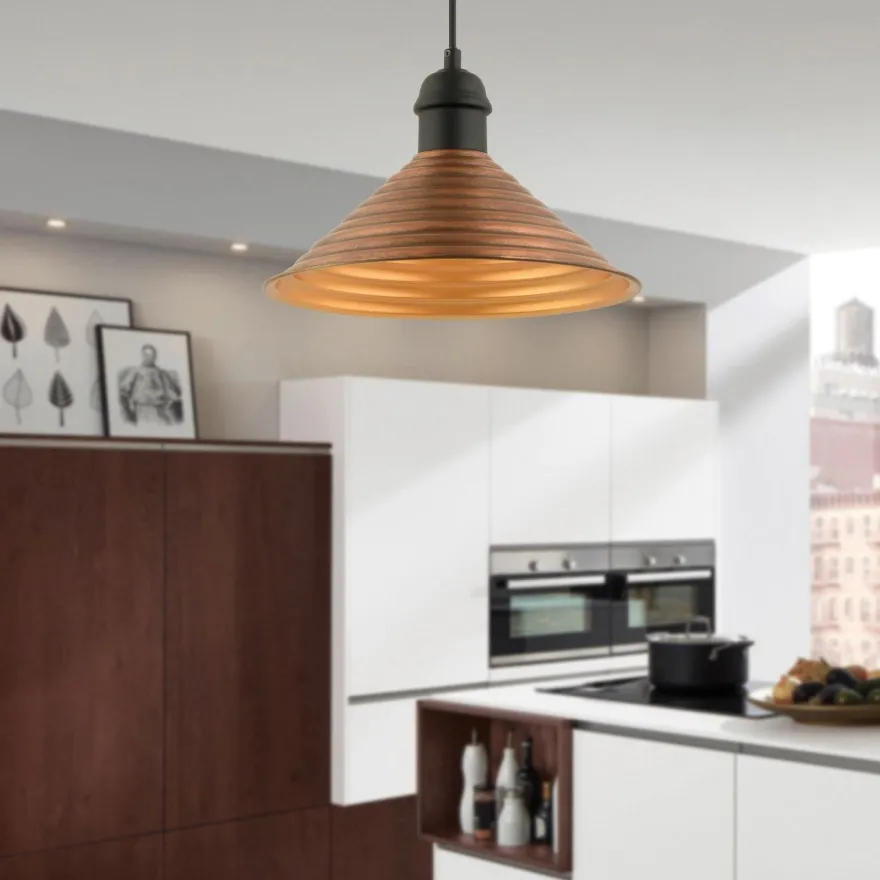 Riippuvalaisin Linento Lighting RT-25, Ø28cm, E27, max. 40W, IP20, ruskea