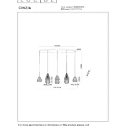 Riippuvalaisin Lucide Cinzia, 155.5x55.5cm, IP20, valkoinen