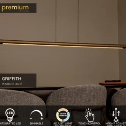 Riippuvalaisin Lucide Griffith, 8x140cm, IP20, 33W, pronssi
