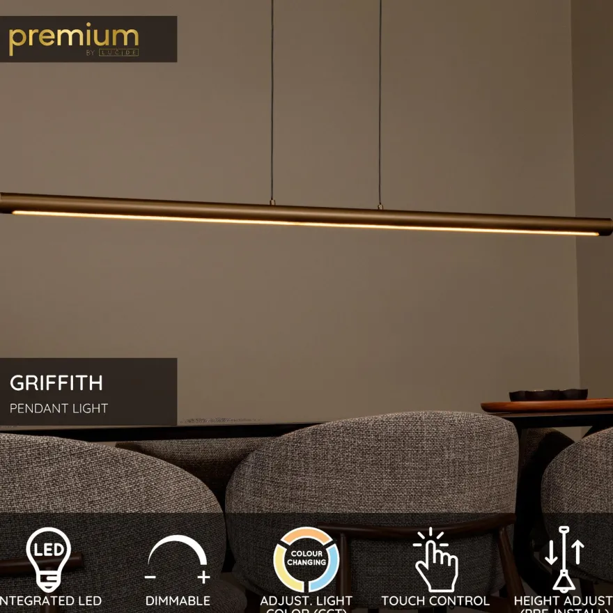 Riippuvalaisin Lucide Griffith, 8x140cm, IP20, 33W, pronssi