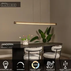 Riippuvalaisin Lucide Janderin, 146.3x8.3cm, IP20, 16.5W, messinki