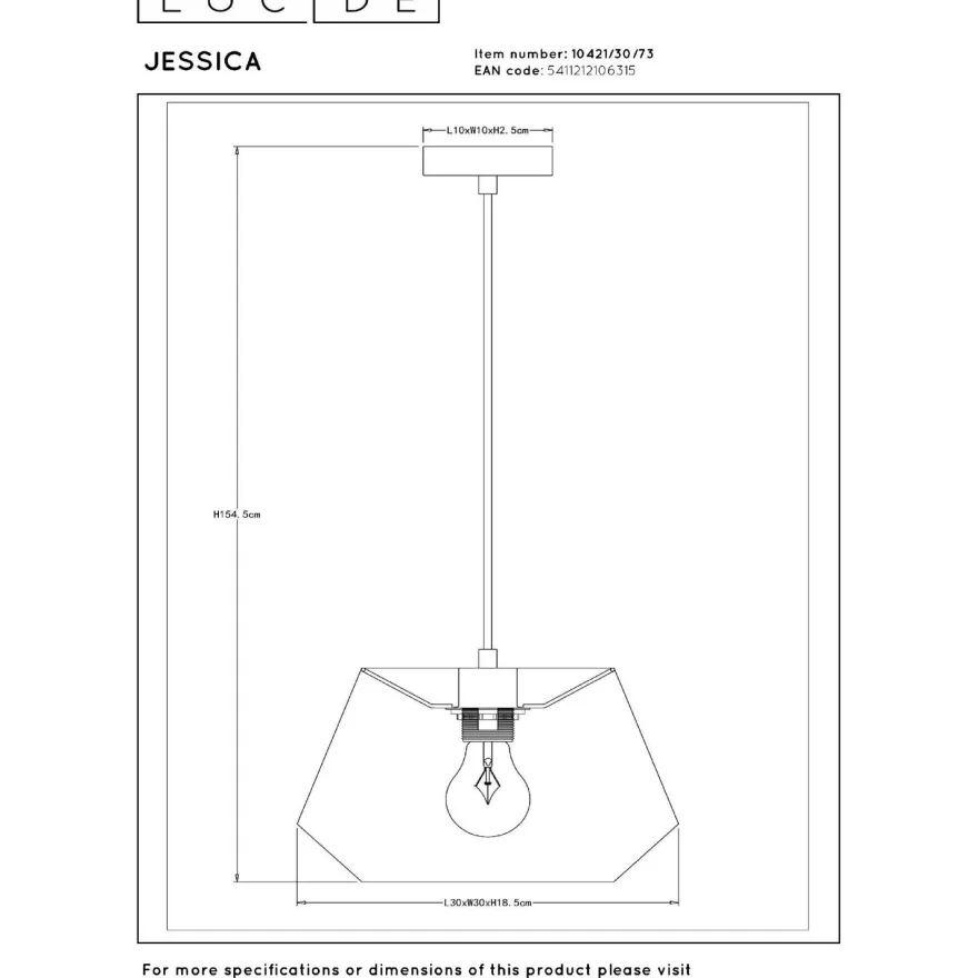 Riippuvalaisin Lucide Jessica, Ø30cm, IP20, eri värejä