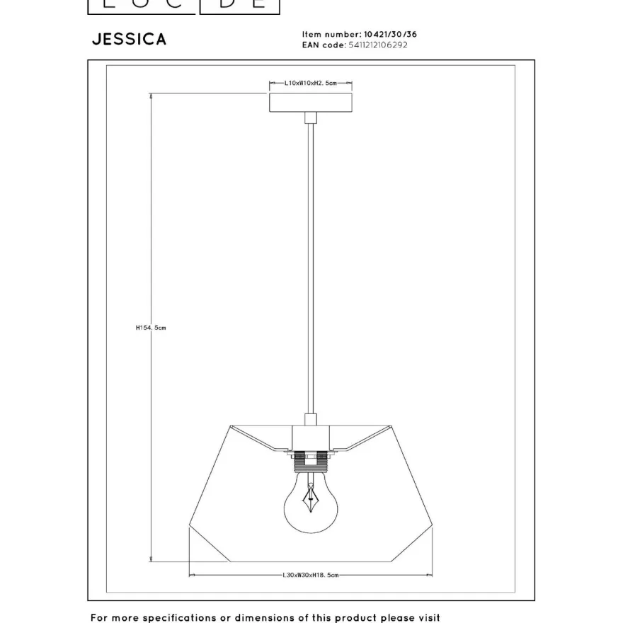 Riippuvalaisin Lucide Jessica, Ø30cm, IP20, eri värejä