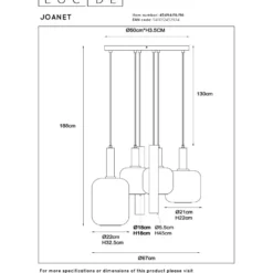 Riippuvalaisin Lucide Joanet, Ø65cm, IP20, messinki
