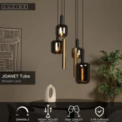 Riippuvalaisin Lucide Joanet, Ø65cm, IP20, messinki