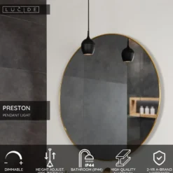 Riippuvalaisin Lucide Preston, Ø10cm, IP44, musta