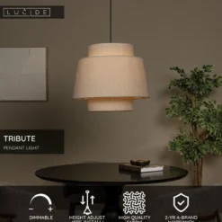 Riippuvalaisin Lucide Tribute, Ø60cm, IP20, beige