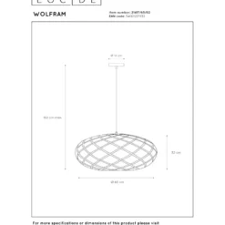 Riippuvalaisin Lucide Wolfram, Ø65cm, IP20, kulta