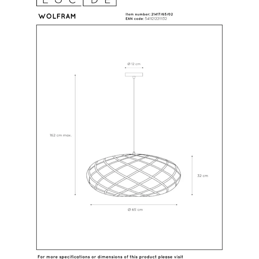 Riippuvalaisin Lucide Wolfram, Ø65cm, IP20, kulta