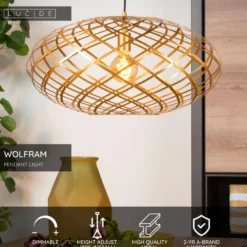 Riippuvalaisin Lucide Wolfram, Ø65cm, IP20, kulta