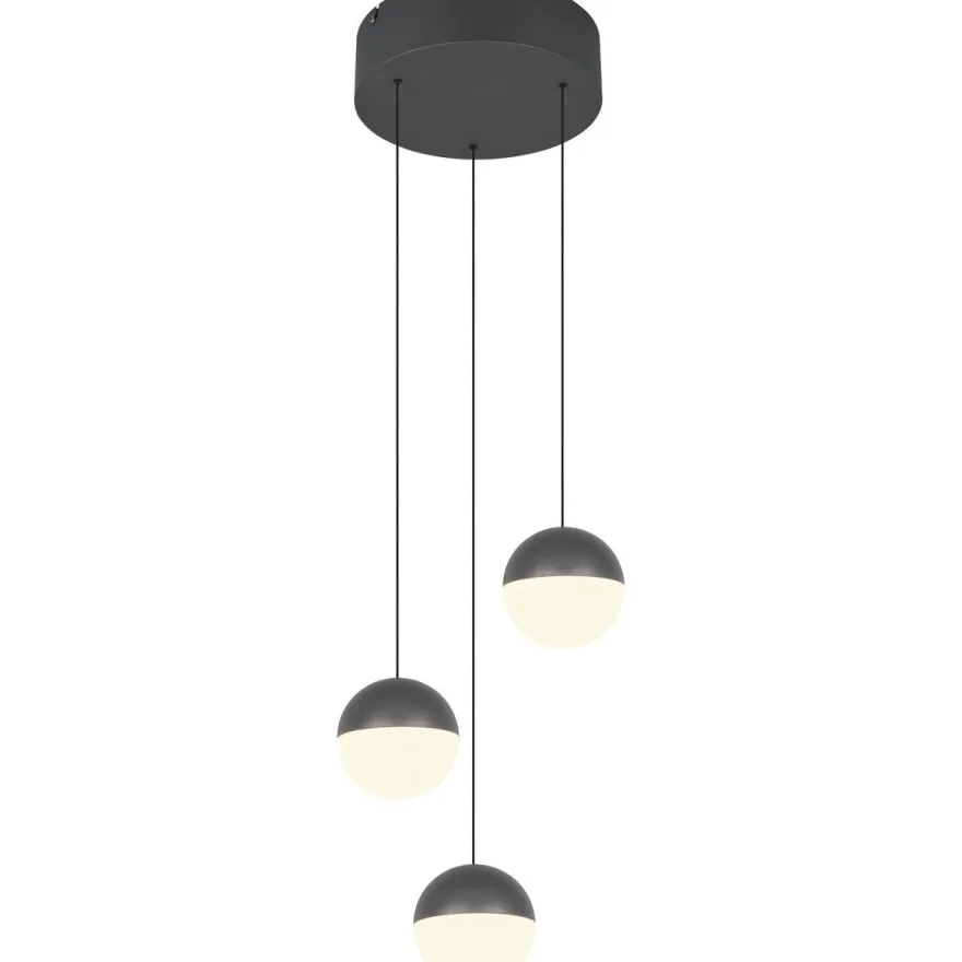 Riippuvalaisin Trio Senta LED 3-osainen pyöreä 3000K antrasiitti