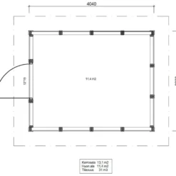 Roskakatos Aarni RK13, 4040x3226mm, 13.1m², puuvalmis