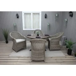 Ruokailuryhmä Baltic Garden, Ø112cm Scottsdale-pöytä + 4 Daisy-tuolia