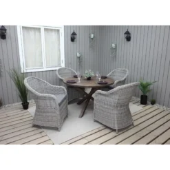 Ruokailuryhmä Baltic Garden, Ø112cm Scottsdale-pöytä + 4 Daisy-tuolia