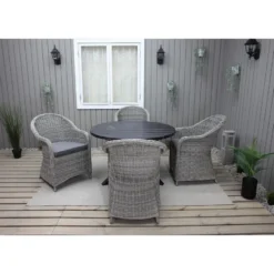 Ruokailuryhmä Baltic Garden, Ø112cm Scottsdale-pöytä + 4 Daisy-tuolia