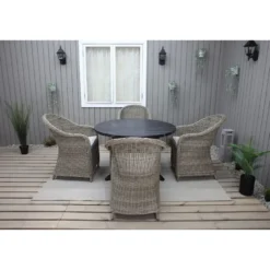 Ruokailuryhmä Baltic Garden, Ø112cm Scottsdale-pöytä + 4 Daisy-tuolia