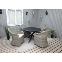 Ruokailuryhmä Baltic Garden, Ø112cm Scottsdale-pöytä + 4 Daisy-tuolia