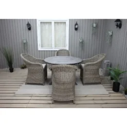 Ruokailuryhmä Baltic Garden, Ø112cm Scottsdale-pöytä + 4 Daisy-tuolia