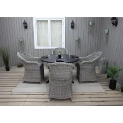 Ruokailuryhmä Baltic Garden, Ø112cm Scottsdale-pöytä + 4 Daisy-tuolia