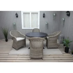 Ruokailuryhmä Baltic Garden, Ø112cm Scottsdale-pöytä + 4 Daisy-tuolia