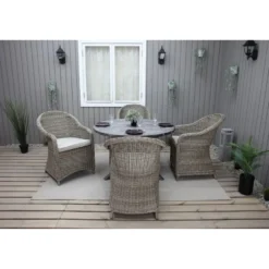 Ruokailuryhmä Baltic Garden, Ø112cm Scottsdale-pöytä + 4 Daisy-tuolia