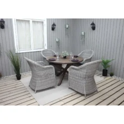 Ruokailuryhmä Baltic Garden, Ø112cm Scottsdale-pöytä + 4 Daisy-tuolia
