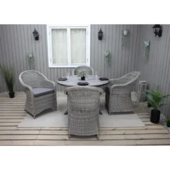 Ruokailuryhmä Baltic Garden, Ø112cm Scottsdale-pöytä + 4 Daisy-tuolia