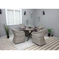 Ruokailuryhmä Baltic Garden, Ø112cm Scottsdale-pöytä + 4 Daisy-tuolia