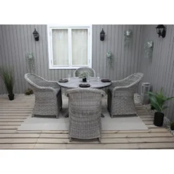 Ruokailuryhmä Baltic Garden, Ø112cm Scottsdale-pöytä + 4 Daisy-tuolia