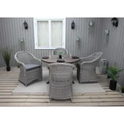 Ruokailuryhmä Baltic Garden, Ø112cm Scottsdale-pöytä + 4 Daisy-tuolia