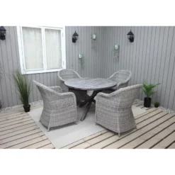 Ruokailuryhmä Baltic Garden, Ø112cm Scottsdale-pöytä + 4 Daisy-tuolia