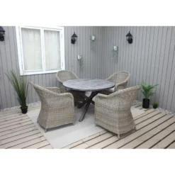 Ruokailuryhmä Baltic Garden, Ø112cm Scottsdale-pöytä + 4 Daisy-tuolia