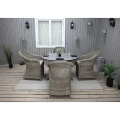Ruokailuryhmä Baltic Garden, Ø112cm Scottsdale-pöytä + 4 Daisy-tuolia