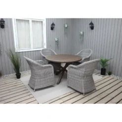 Ruokailuryhmä Baltic Garden, Ø112cm Scottsdale-pöytä + 4 Daisy-tuolia