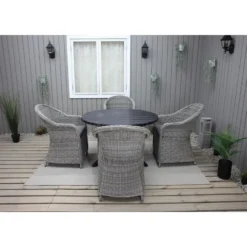 Ruokailuryhmä Baltic Garden, Ø112cm Scottsdale-pöytä + 4 Daisy-tuolia