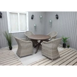 Ruokailuryhmä Baltic Garden, Ø112cm Scottsdale-pöytä + 4 Daisy-tuolia
