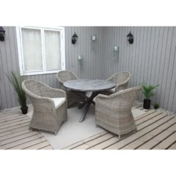 Ruokailuryhmä Baltic Garden, Ø112cm Scottsdale-pöytä + 4 Daisy-tuolia